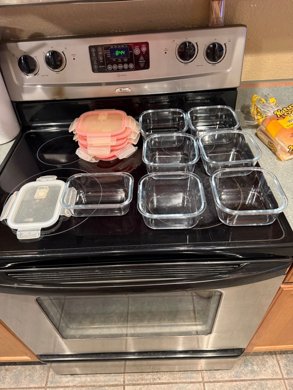 Glass Food Storage Containers with Pink Lids - Durable Meal Prep Set